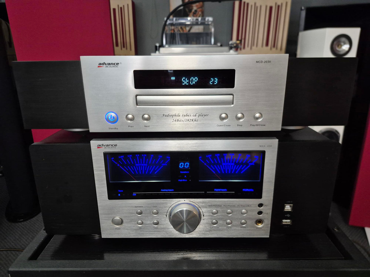 ADVANCE ACOUSTIC Amplificatore integrato MAX450 e lettore CD Audiophile MCD 203II